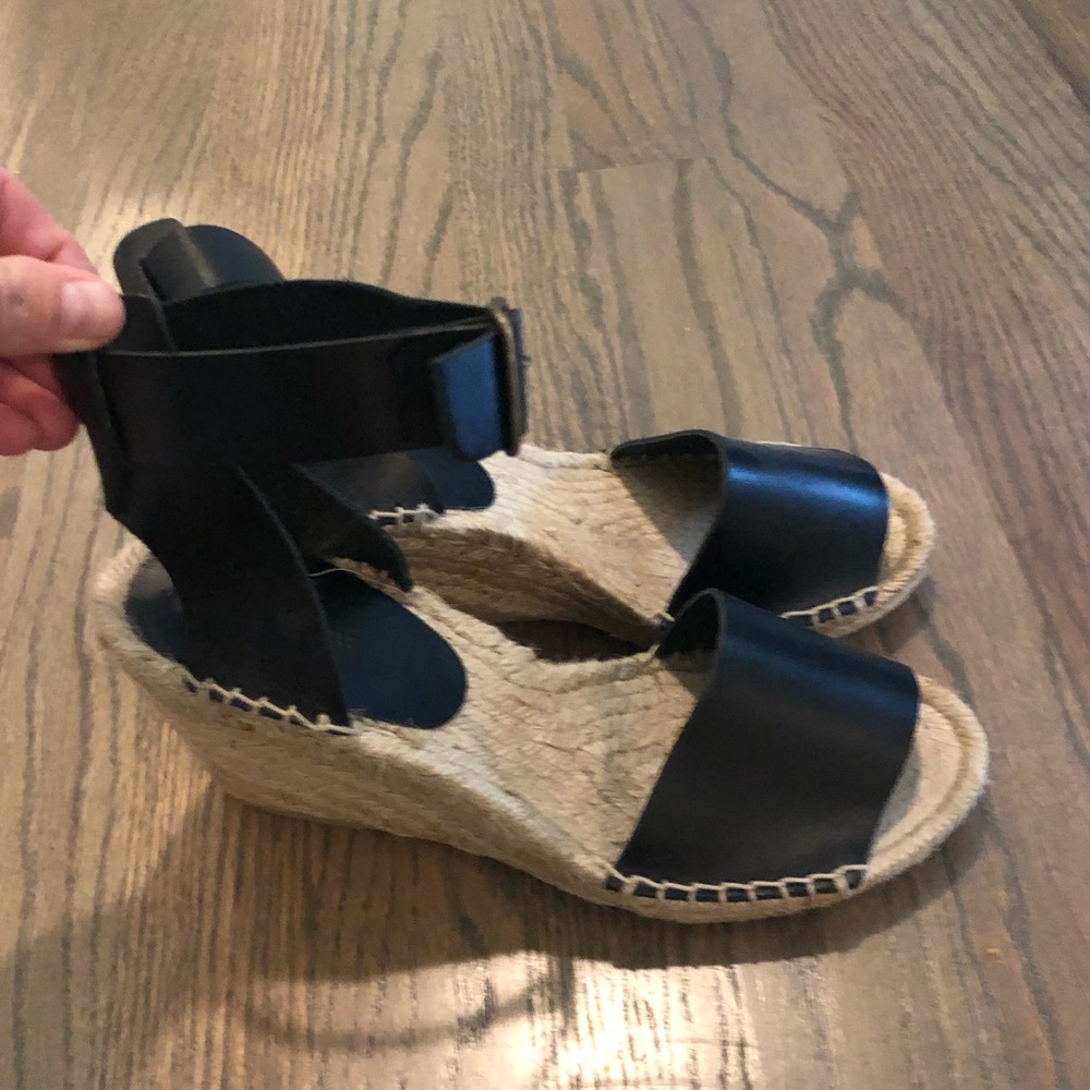 Never Worn! JCrew Black Leather Espadrilles Sz 7